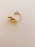 Wouters & Hendrix - gold plated silver butterfly ring yellow crystal