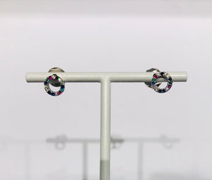 SAM&CEL - silver circle studs with colour-zirconia