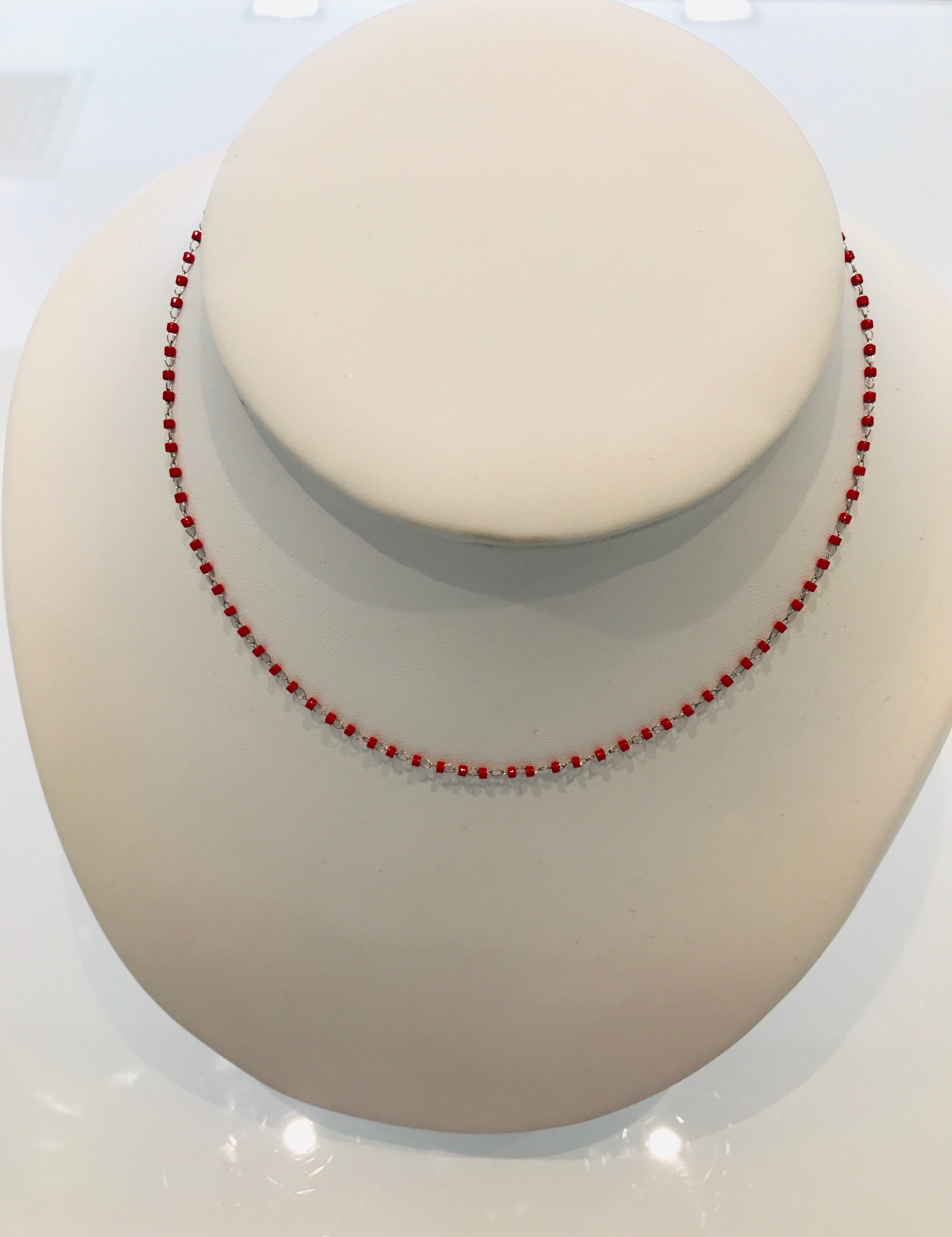 SAM&CEL Red resin & silver necklace