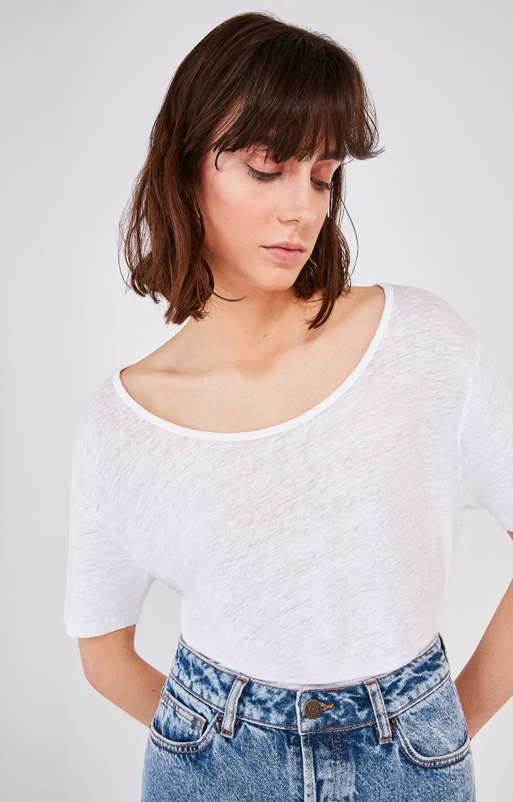 American Vintage - women's linen white T-shirt lolosister