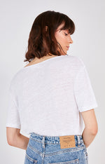 American Vintage - women's linen white T-shirt lolosister