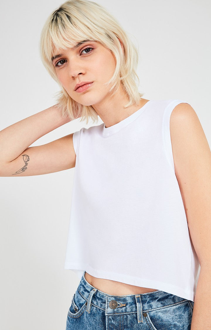 American Vintage - women's organic white tanktop vegiflower 