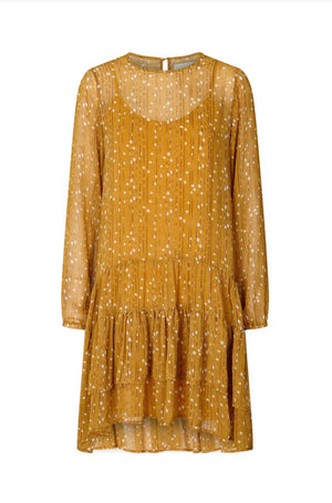 Lollys Laundry Piper dress mustard and beige