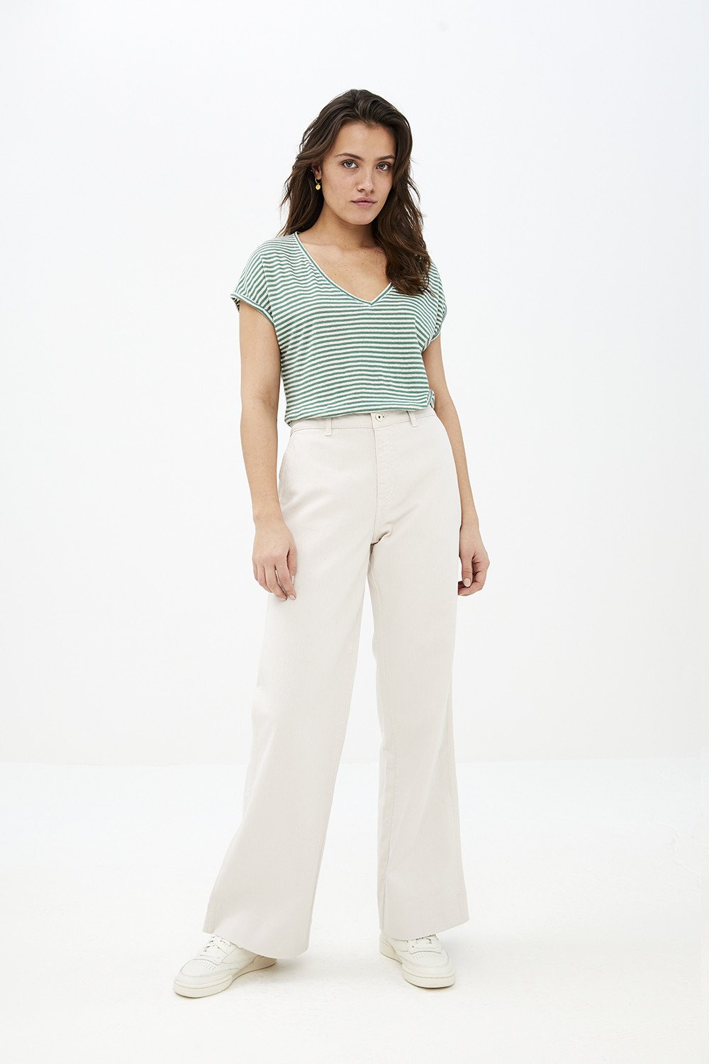 By-Bar - mila linen agave green stripe top