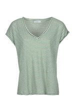 By-Bar - mila linen agave green stripe top