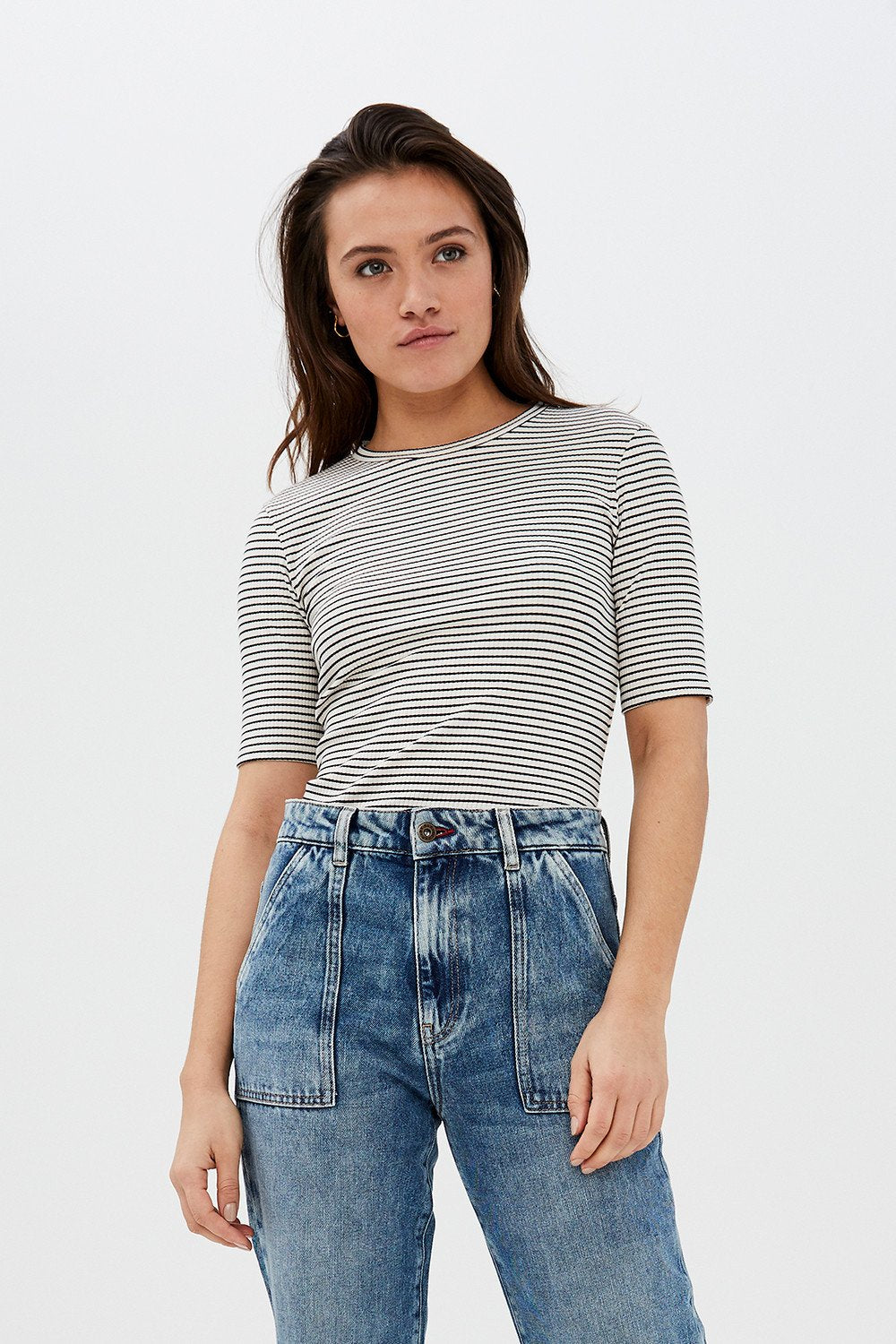 By-Bar - maya striped rib black-off white