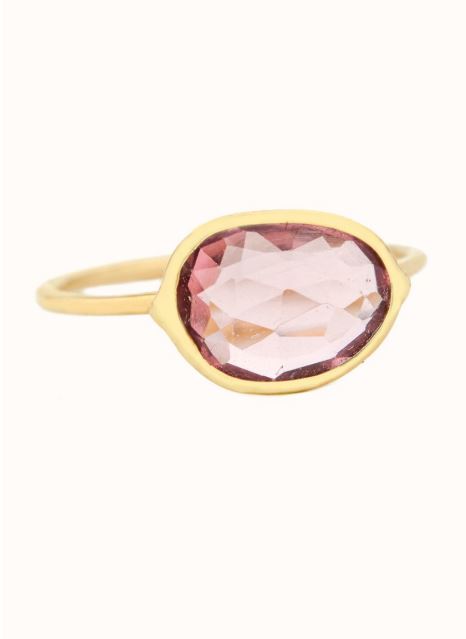Céline Daoust - light yellow gold with pink tourmaline maya ring