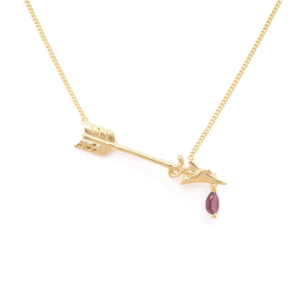 Wouters & Hendrix - Fine arrow pendant necklace with rhodolite