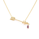 Wouters & Hendrix - Fine arrow pendant necklace with rhodolite