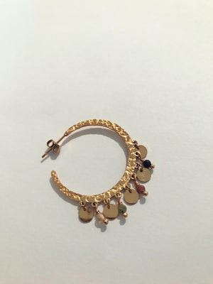 SAM & CEL - Steel creole earrings with gemstones