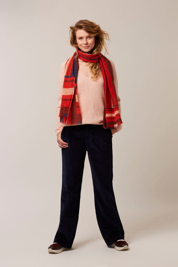 Hampton Bays scarf stripes winter wine