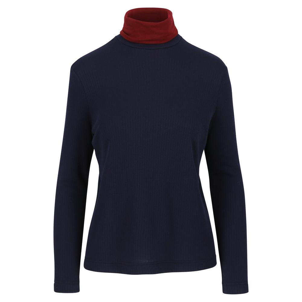 Mon Col Anvers - Cybele turtleneck navy and burgundy dark red-brown
