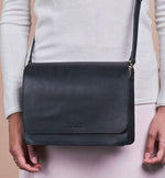 O My Bag - audrey black classic leather checkered strap bag