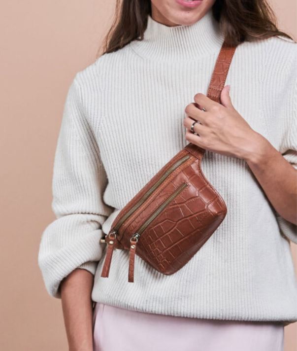 O My Bag - beck's bum bag croco wild oak soft grain leather