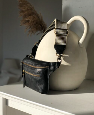 O My Bag - Beck's bum bag stromboli black leather checkered strap