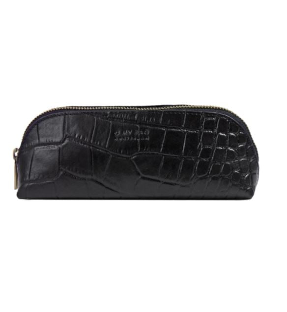 O My Bag - pencil case large black croco leather