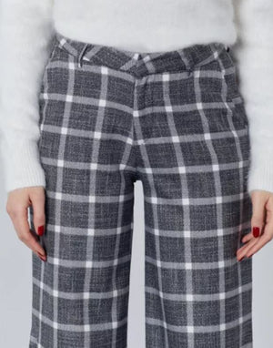Reiko - pamelo wide trousers silver checks