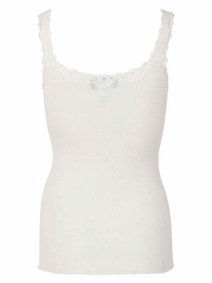 Rosemunde - silk top with beautiful lace details ivory off-white