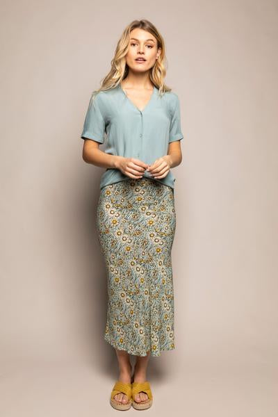 Wearable Stories - georgie light blue flowerprint skirt