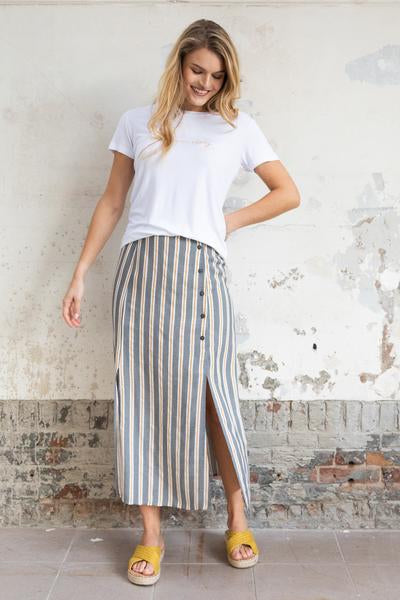 Wearable Stories - grey striped sadie skirt