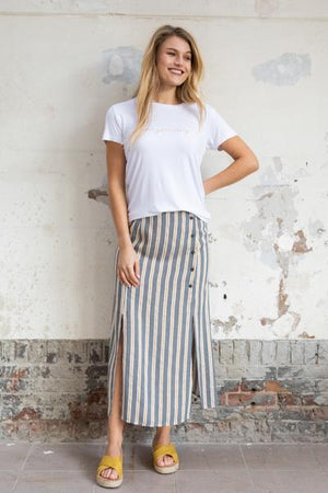 Wearable Stories - grey striped sadie skirt