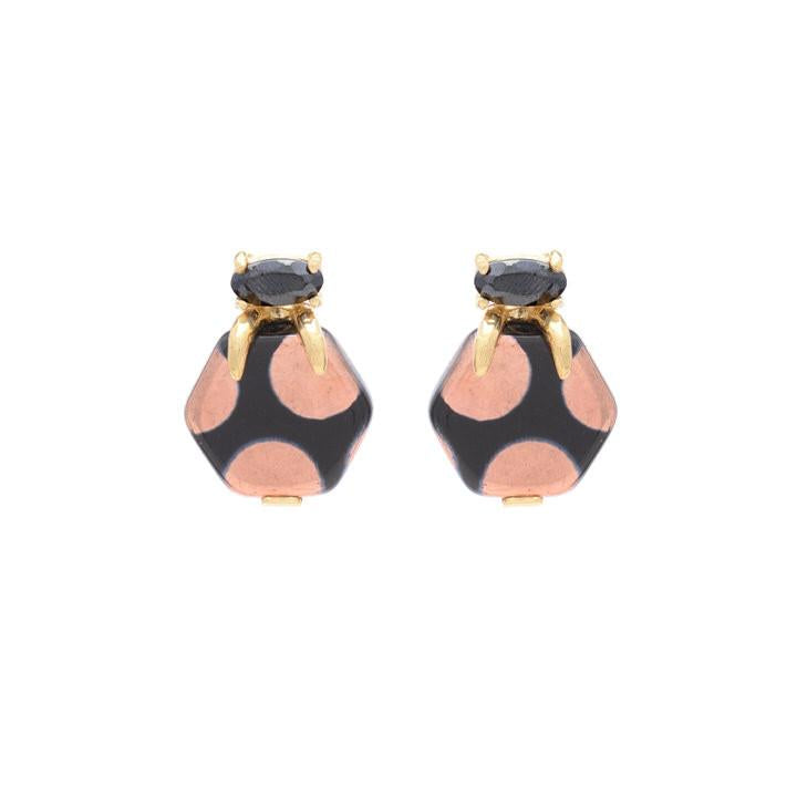 Wouters & Hendrix -  gold plated silver earrings with hematite and ceramic