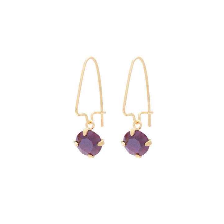 Wouters & Hendrix - gold plated silver purple crystal earrings