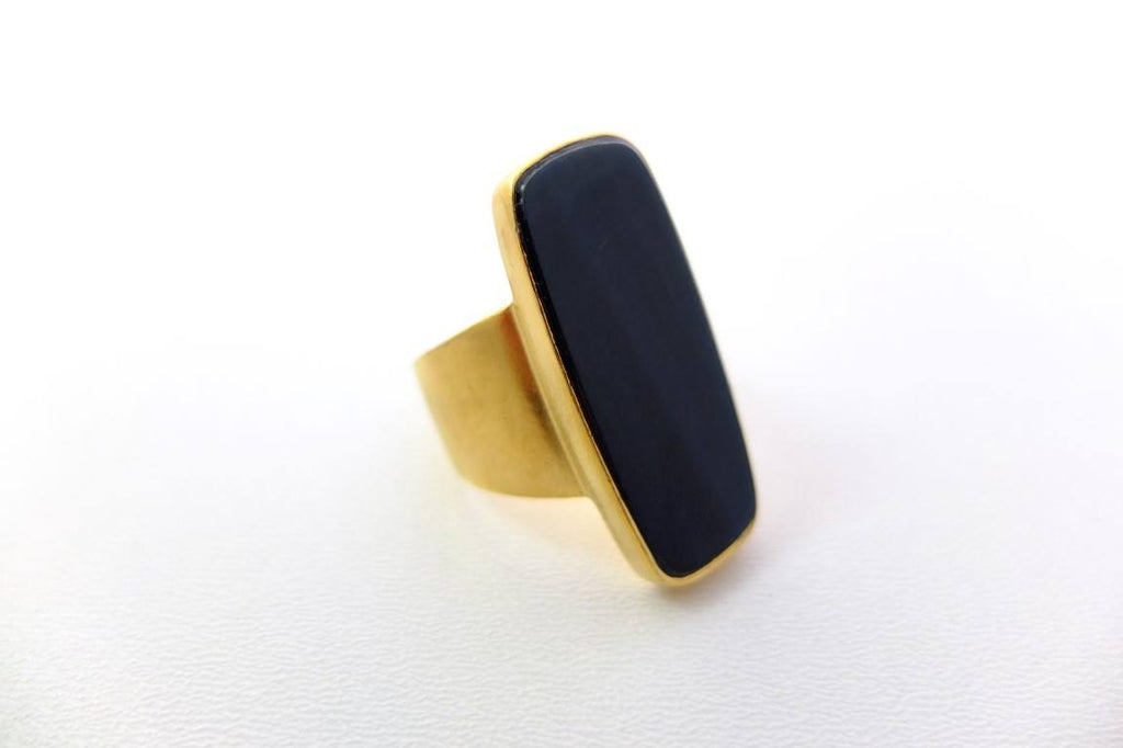 Wouters & Hendrix -  gold plated silver ring with blue tiger eye
