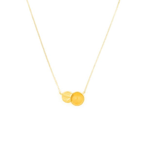Wouters & Hendrix -  gold plated silver textured circle and yellow agate necklace