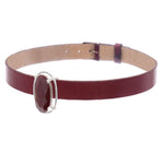 Wouters & Hendrix - leather choker with silver medallion and red jasper