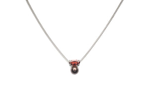 Wouters & Hendrix - necklace with granate red and grey pearl silver or gold plated silver
