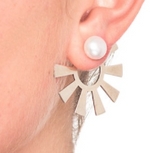 Wouters & Hendrix -  silver earrings with pearls and sunbeams (behind the ear)