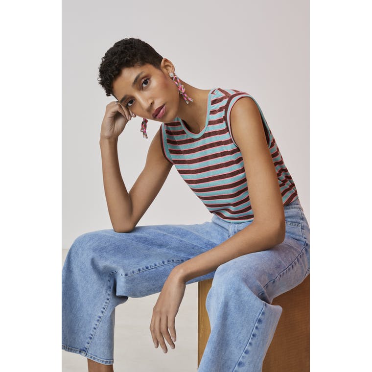 Xandres studio - pink, orange and blue striped T-shirt