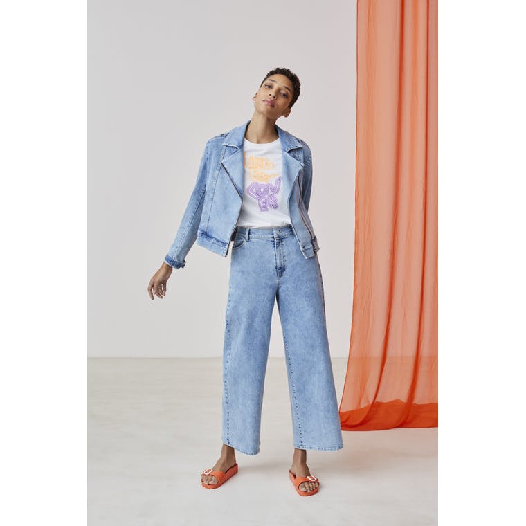 Xandres studio - iliva light blue denim biker jacket