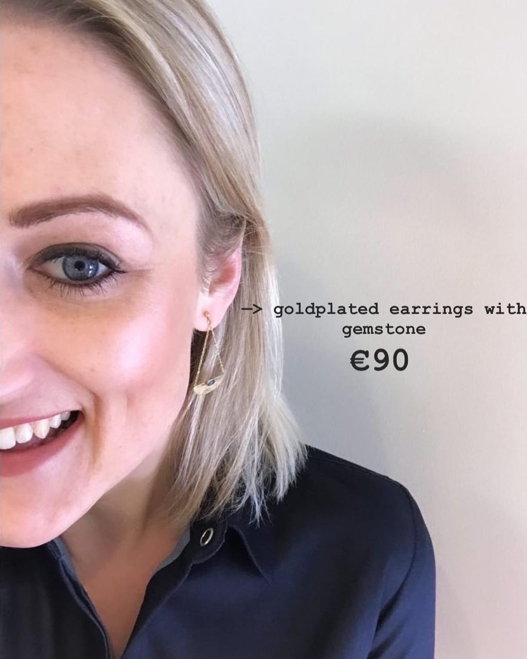 Learose - gold plated earrings with gemstone