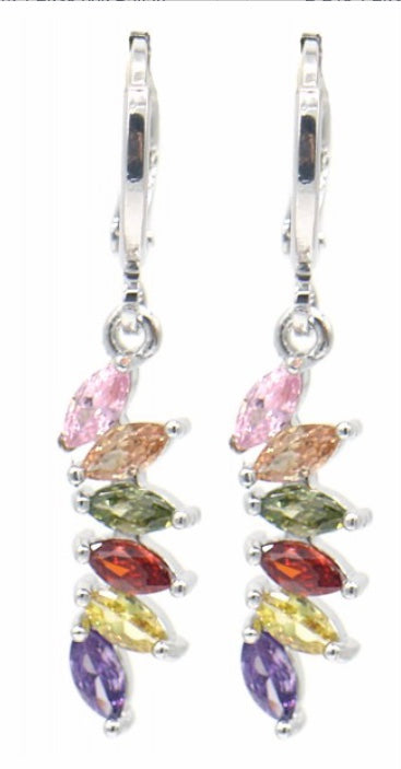 SAM&CEL Long Silver earrings with multi color Zirconia