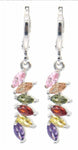 SAM&CEL Long Silver earrings with multi color Zirconia