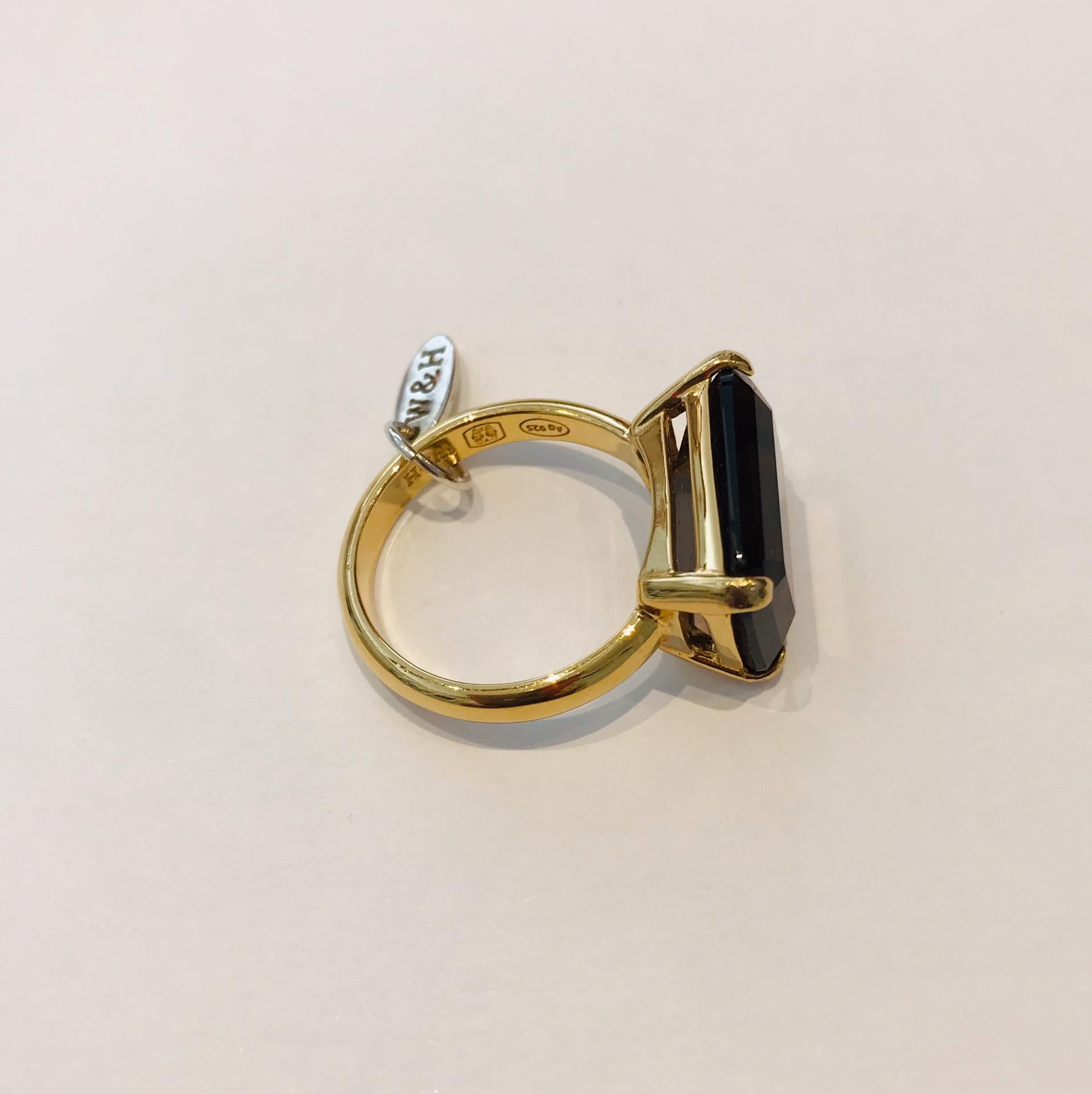 Wouters & Hendrix - gold plated smoky quartz ring