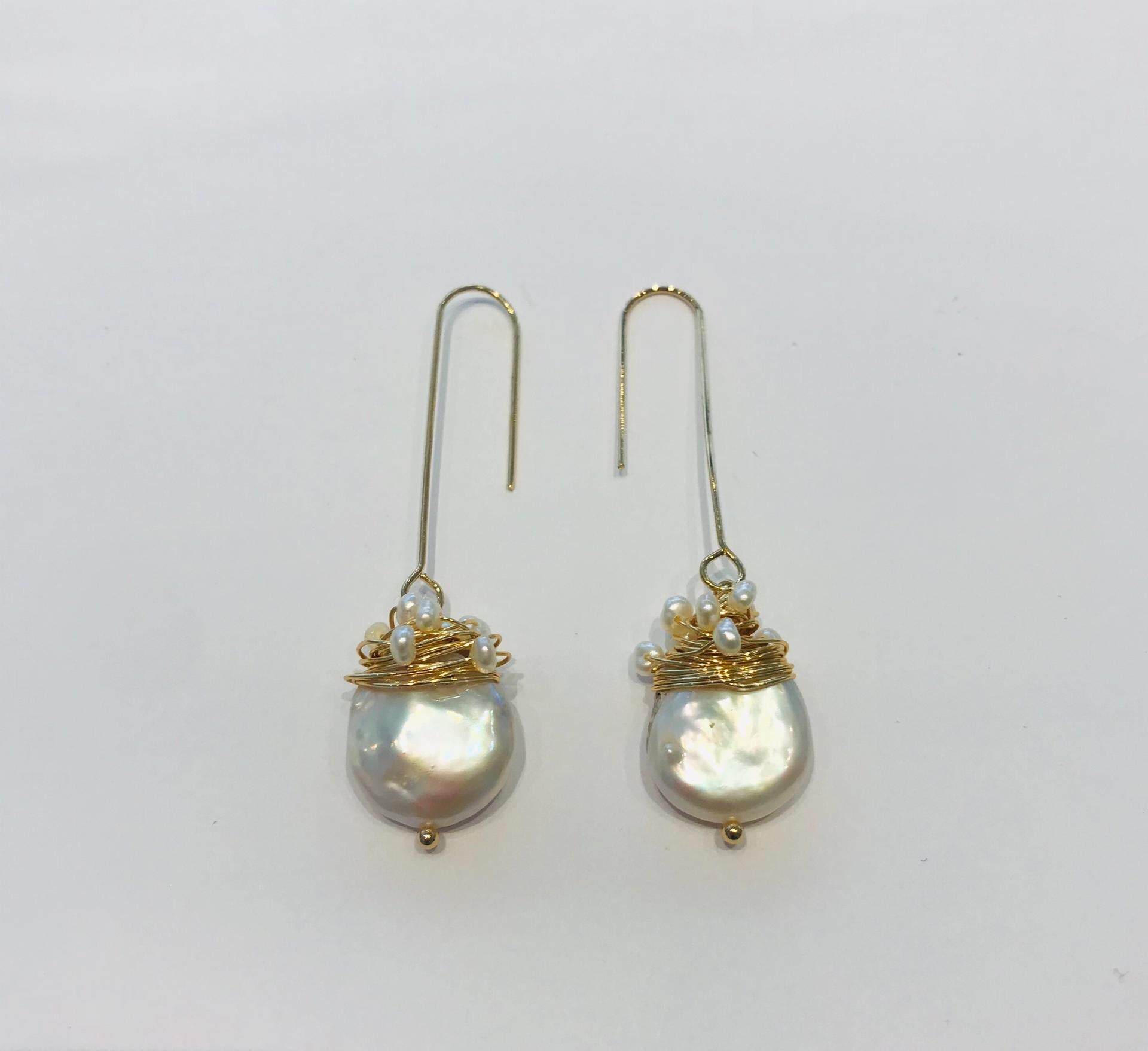 Gold plated freshwater pearl earrings by SAM&CEL. 
