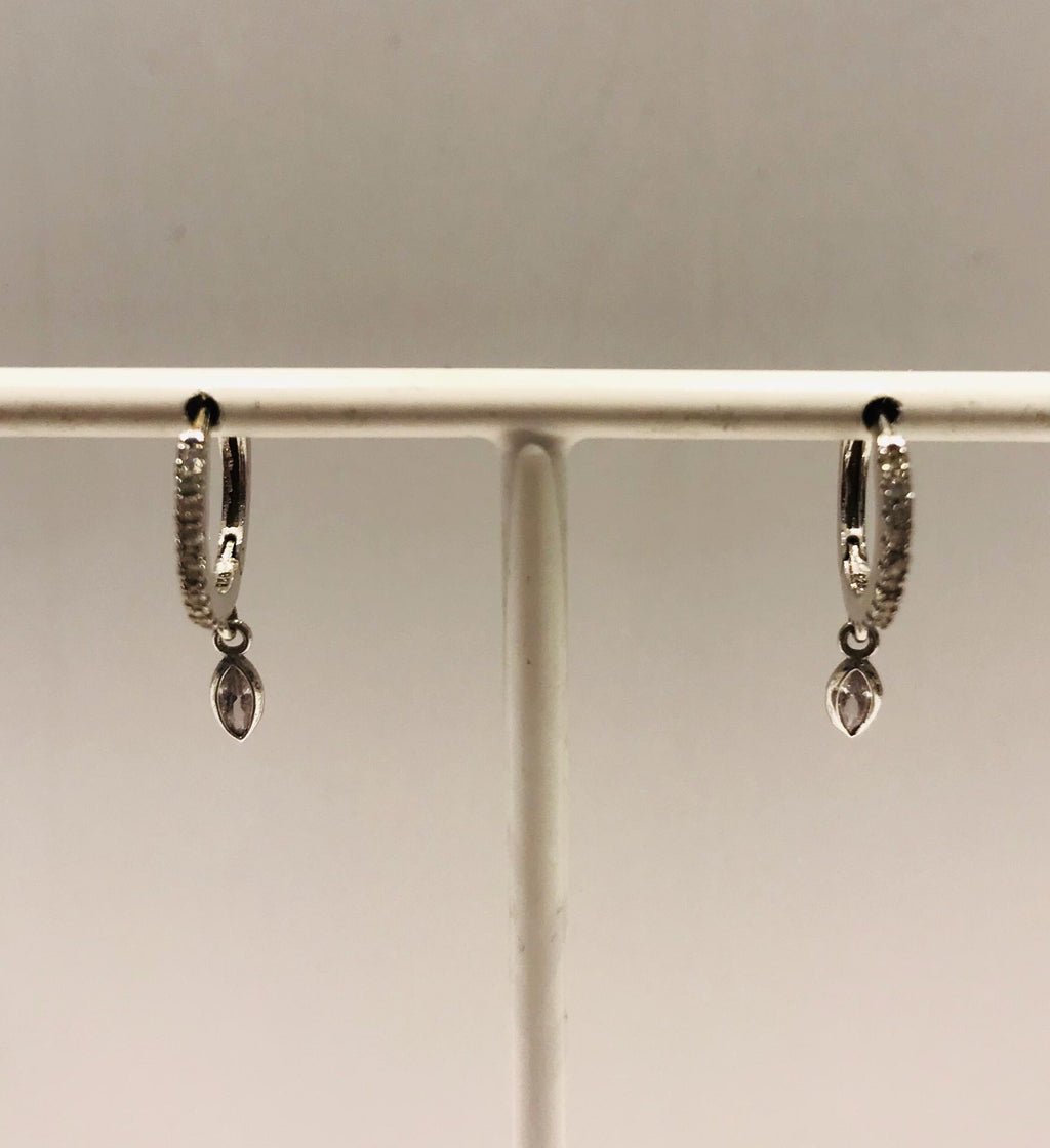 Small silver creole earrings with zirconia and pendant by SAM&CEL.