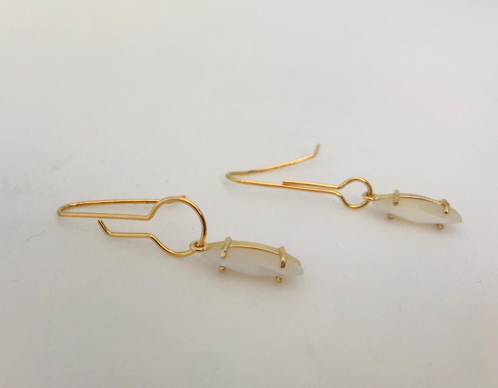 Wouters & Hendrix -  gold plated asymmetric earrings with mother of pearl