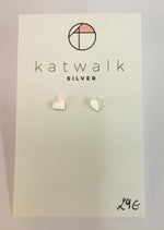 Gold plated or silver (sterling silver 925) heart butterfly stud earrings by the Belgian brand Katwalk Silver. 