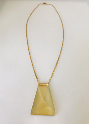 Wouters & Hendrix - gold plated long necklace with yellow catseye