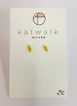 Gold plated sterling silver 925 double bar stud stud earrings by the Belgian brand Katwalk Silver. 