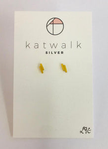 Gold plated sterling silver 925 double bar stud stud earrings by the Belgian brand Katwalk Silver. 