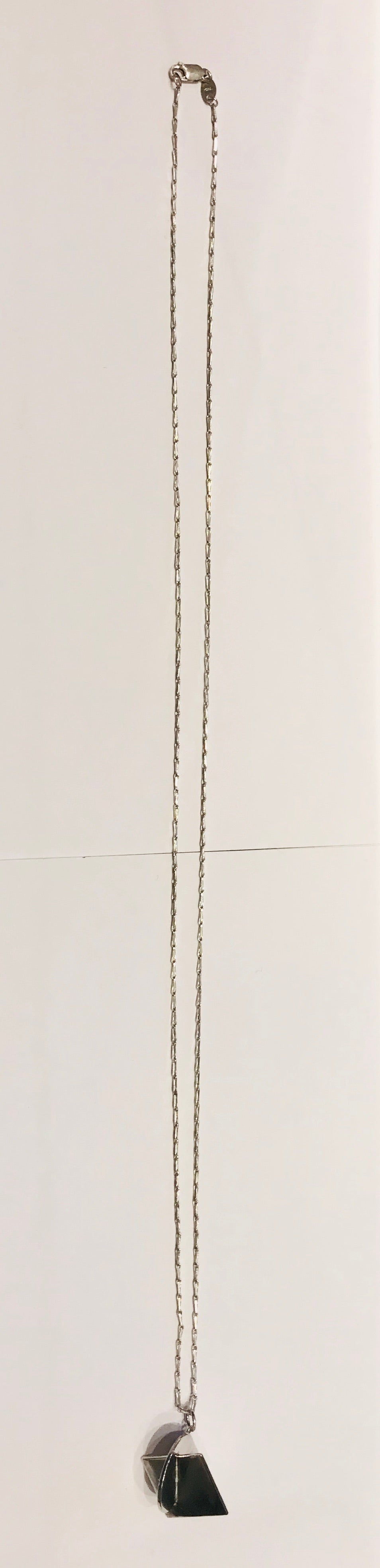 Atelier Elf long silver necklace with circle and square