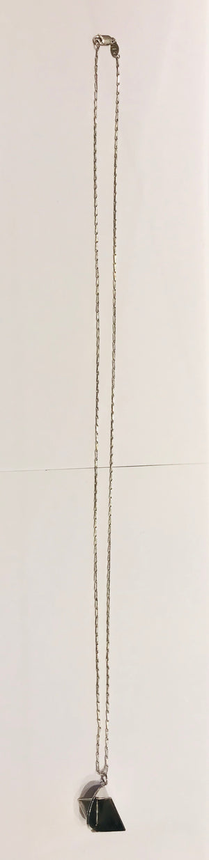 Atelier Elf long silver necklace with circle and square