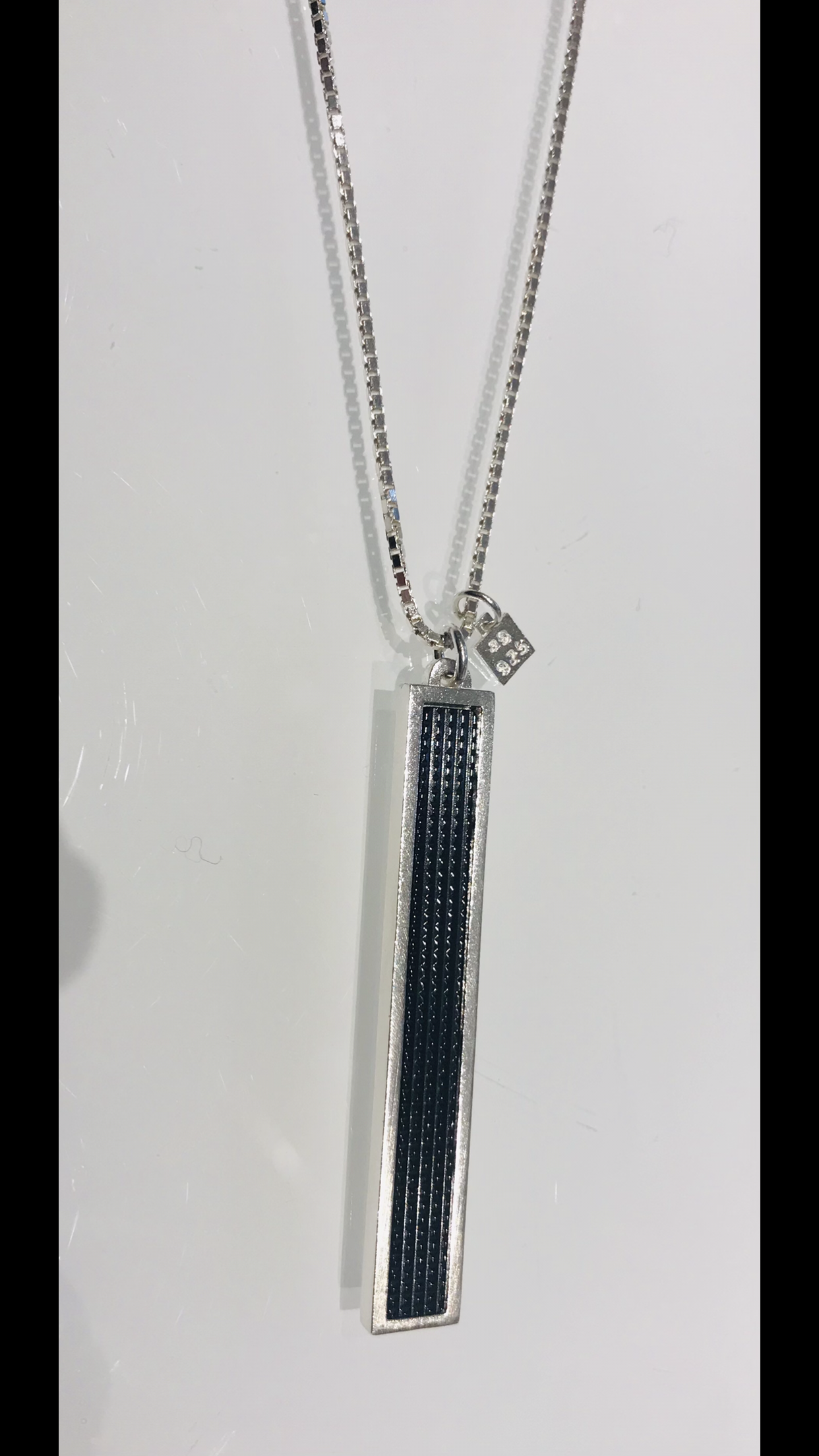 Lore Van Keer Necklace ENF NK07 Silver and Onyx