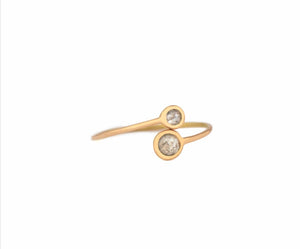 Céline Daoust open double diamond ring in yellow 14kt gold. 