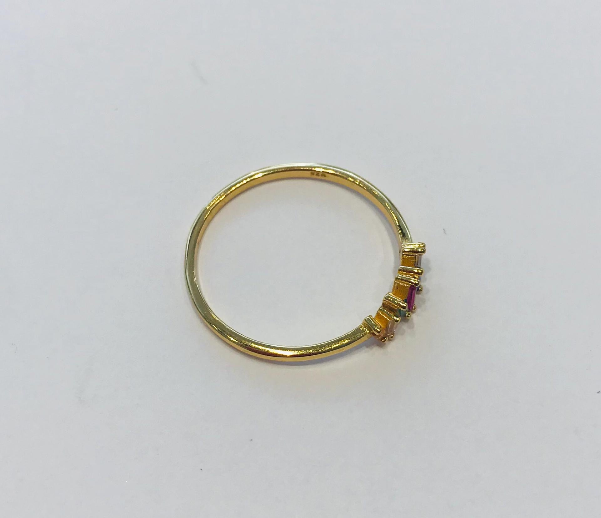 Gold plated crystal ring by SAM&CEL. 